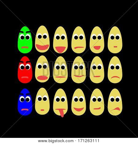 Characters eggs funny facial expressions and horrendous