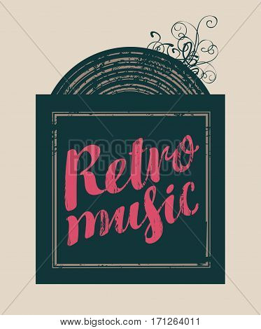 poster for the retro music with vinyl record