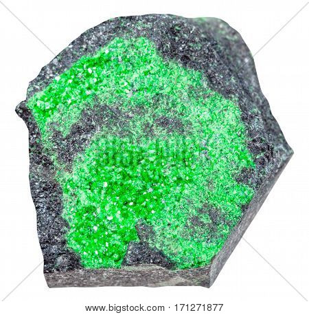 Uvarovite Crystals On Stone Isolated