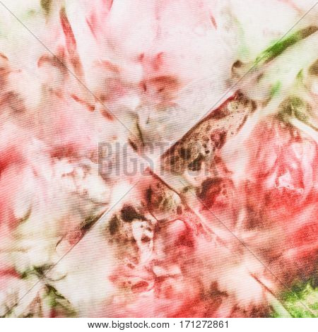 Pink And Green Abstract Pattern On Silk Batik
