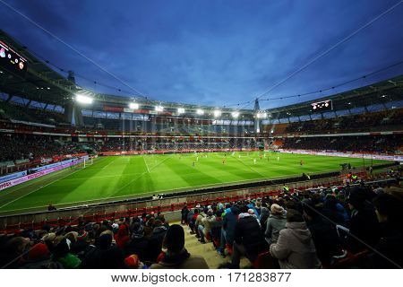 MOSCOW - OCT 23, 2016: Football match Lokomotiv - CSKA on Locomotive stadium