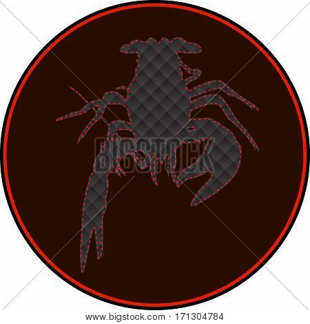 Leibo County, label, Lobster, cancer icon, crawfish silhouette. Vector illustration. Logo, graphics seafood Marine reptile Template for design