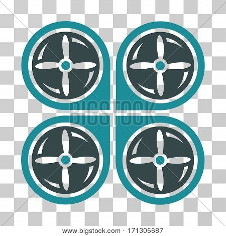 Nanocopter Screws Rotaion icon. Vector illustration style is flat iconic bicolor symbol soft blue colors transparent background. Designed for web and software interfaces.