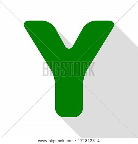 Letter Y sign design template element. Green icon with flat style shadow path.