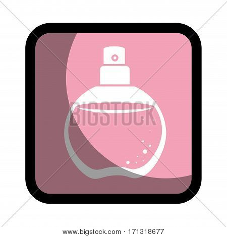 square button with rounded glass bottle spray fragrance vector illustration