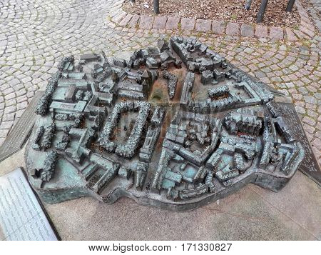 Bronze Cast Model Of Osnabruck Old Town Center