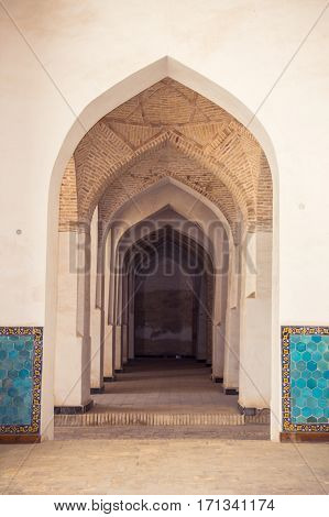 Arabian Arches In Kolon Mosque. Bukhara. Uzbekistan, Central Asia