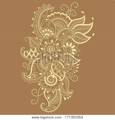 Henna tattoo flower template. Mehndi style. Set of ornamental patterns in the oriental style.