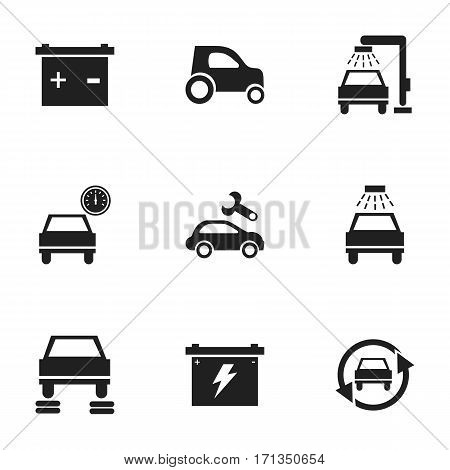 Set Of 9 Editable Traffic Icons. Includes Symbols Such As Vehicle Wash, Tuning Auto, Car Lave And More. Can Be Used For Web, Mobile, UI And Infographic Design.