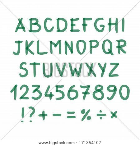 Marker Hand Written Doodle Symbols Vector. Letters, Numbers