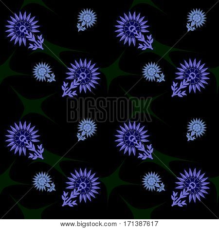 abstract purple flowers on a green background