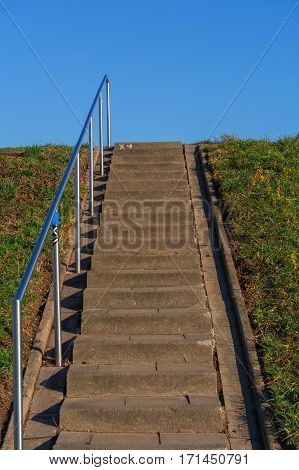 Stairs on the dike at Zons on the Rhine river in Germany.