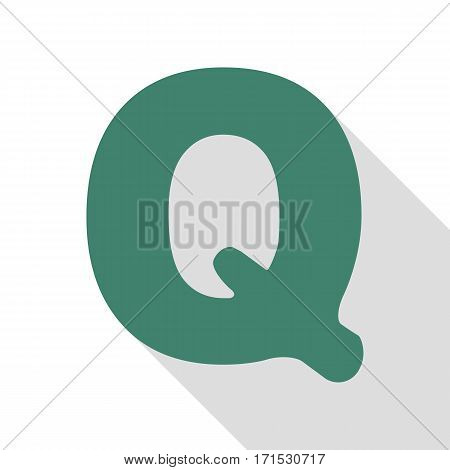 Letter Q sign design template element. Veridian icon with flat style shadow path.