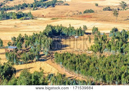 A view of a valley contryside of Addia Ababa