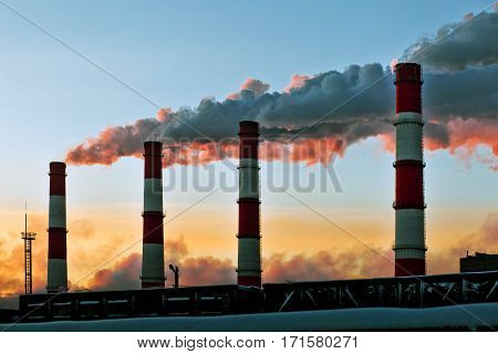 Smoke from the chimney factory, air pollution
