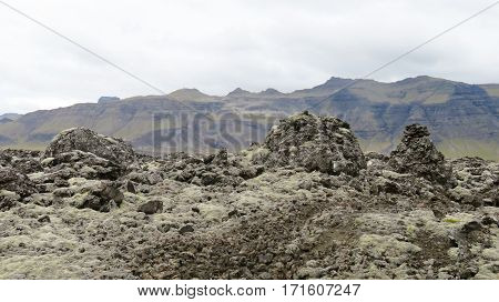 A mound of harden lava rock in Iceland