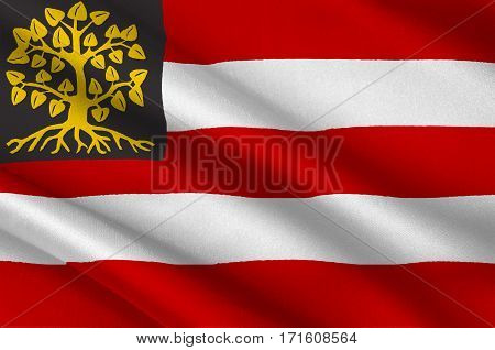Flag of Hertogenbosch is a city and municipality in the southern Netherlands. It is the capital of the province of North Brabant. 3d illustration