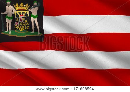 Flag of Hertogenbosch is a city and municipality in the southern Netherlands. It is the capital of the province of North Brabant. 3d illustration
