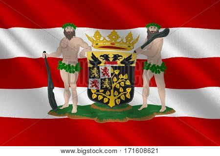 Flag of Hertogenbosch is a city and municipality in the southern Netherlands. It is the capital of the province of North Brabant. 3d illustration