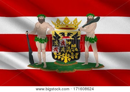 Flag of Hertogenbosch is a city and municipality in the southern Netherlands. It is the capital of the province of North Brabant. 3d illustration