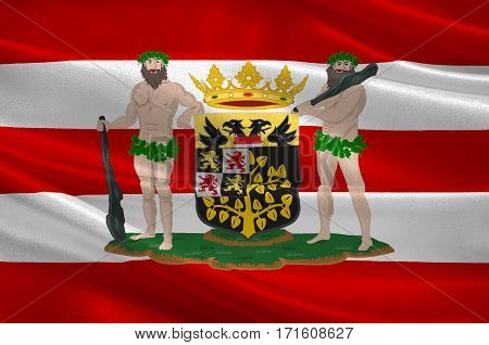 Flag of Hertogenbosch is a city and municipality in the southern Netherlands. It is the capital of the province of North Brabant. 3d illustration