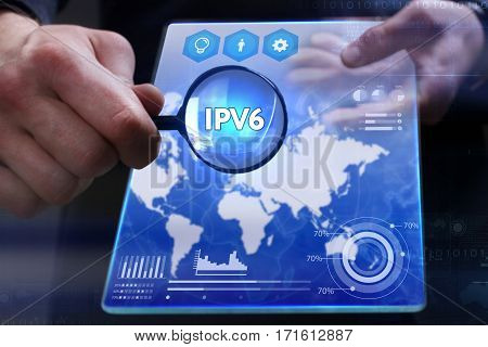 Business, Technology, Internet And Network Concept. Young Businessman Showing A Word In A Virtual Ta
