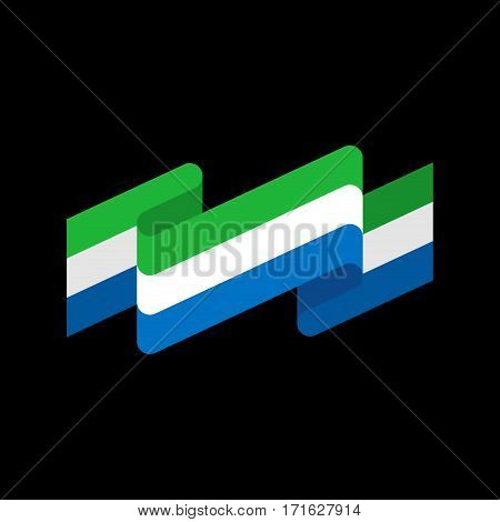 Sierra Leone Flag Ribbon Isolated. Republic Tape Banner. National Symbol Of Countrys Public