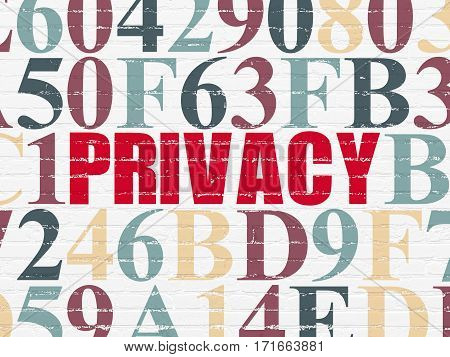 Privacy concept: Painted red text Privacy on White Brick wall background with Hexadecimal Code