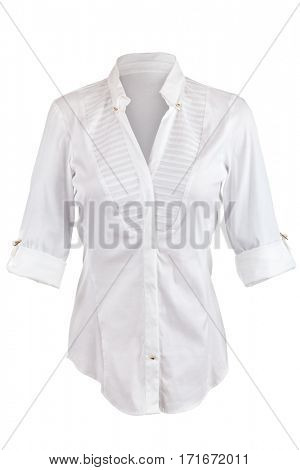 White shirt with rolled up sleeves isolated on white background