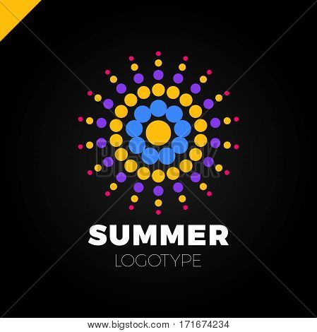 Summer Sun With Dot Logo. Creative Circel Or Dots Star Logotype