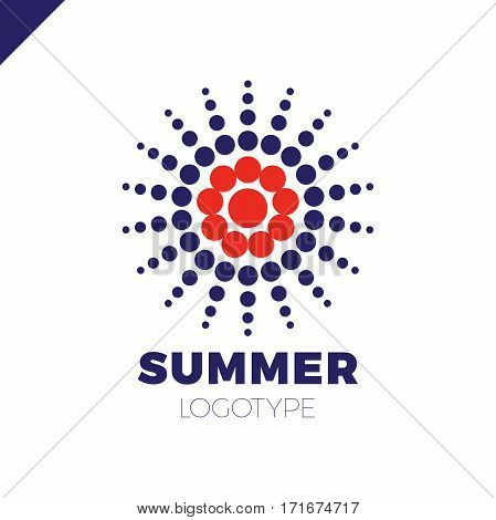 Summer Sun With Dot Logo. Creative Circel Or Dots Star Logotype