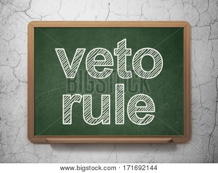 Political concept: text Veto Rule on Green chalkboard on grunge wall background, 3D rendering