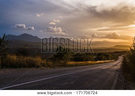 A beautiful romantic landscape - the mountains at sunset.