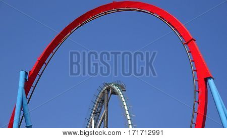 Two Rollar Coasters At A Theme Park