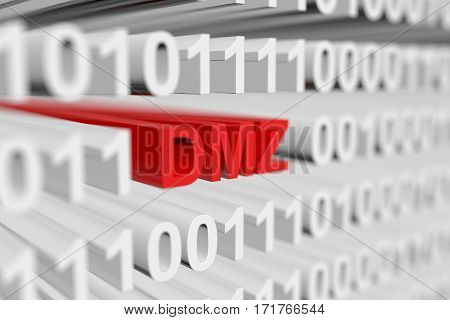dmz as a binary code with blurred background 3D illustration