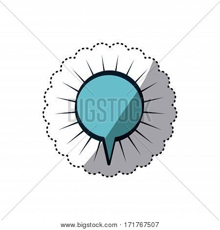 blue sticker circular shape dialog box with lines around vector illustration
