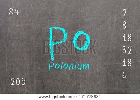 Isolated Blackboard With Periodic Table, Polonium