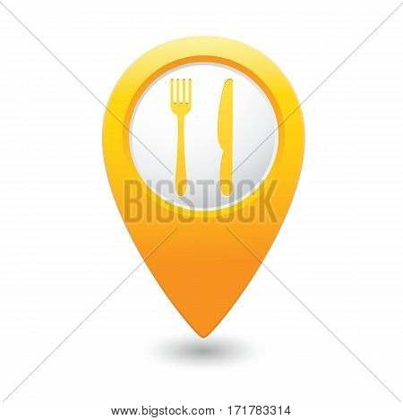 Map pointer with restaurant icon. Vector illustration