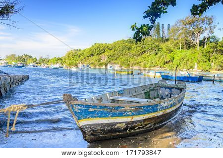 Vila Velha , Brazil - December 30Th , 2016 ; ;fishing  Boats On Ribeiro Beach In Vila Velha  .state