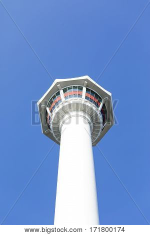 Busan South Korea - November 28th 2015: Busan Busan Tower is photographed from below.