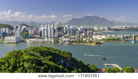 Panoramic view of Vitoria , Espirito Santo , Brazil.