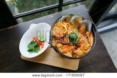 Creamy Mussel Soup Spicy Taste.