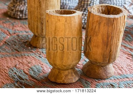 Exotic handmade crafted souvenirs of Vedda people tribe in Sri Lanka