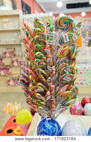 Kumluca, Turkey - June 20.2014 Traditional sweets in the shop