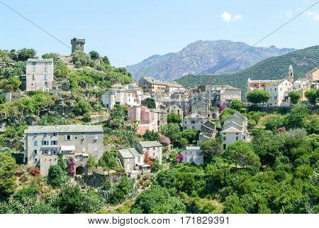 The village of Nonza on Corsica island France