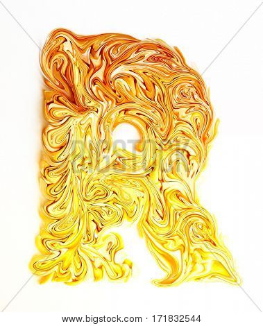 The yellow candy letter R.