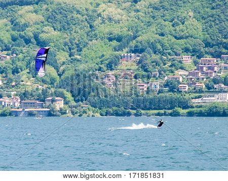 Kitesurfing Action At The Lake