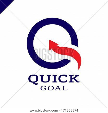 Letter Q Target Or Goal Logo With Arrow Symbol