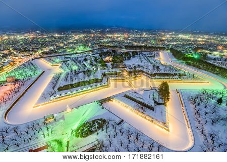 Hakodate, Japan at Fort Goryokaku in winter.