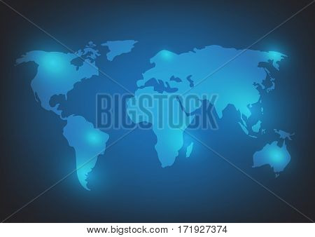 Vector Abstract World Map Illustration blue colour